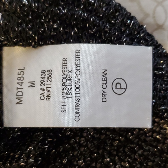 Miss Me Black Shimmering Top w/ embellished shoulders. Slit back. - Picture 7 of 9